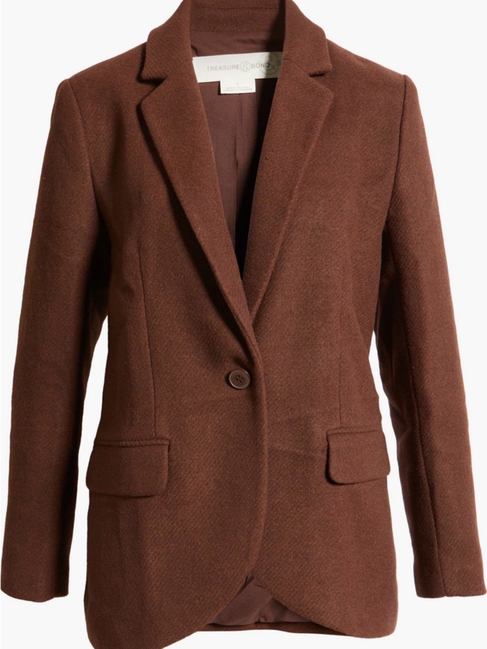 🆕 NWT Treasure & Bond Women's Chestnut Brown Single-Button Blazer